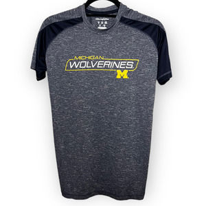 Champion Elite University of Michigan Heather Blue, White & Gold T-Shirt Sz S